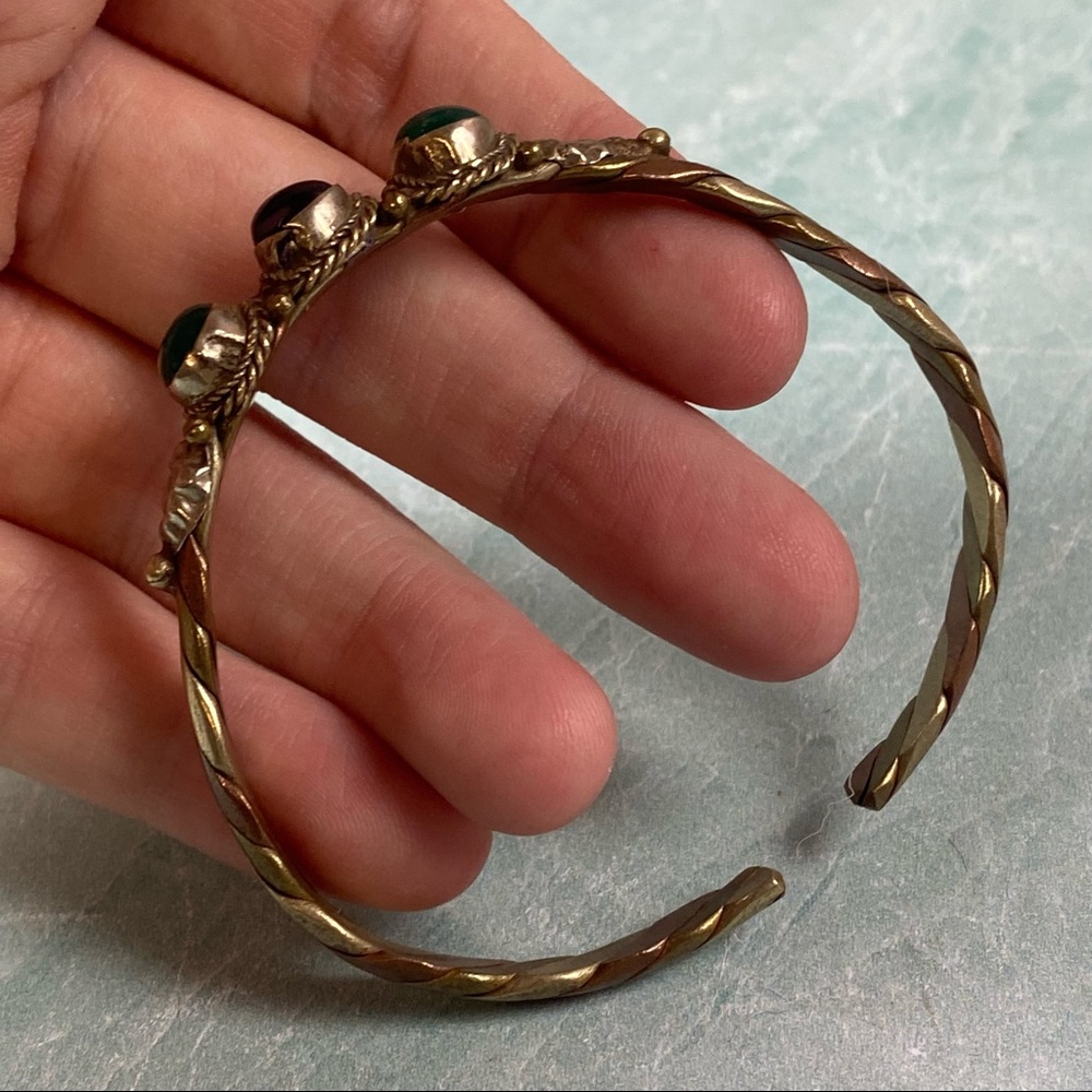 Vintage mix metal bangle bracelet green & purple - Picture 3 of 6